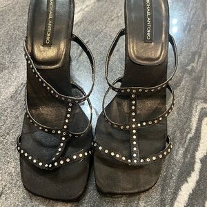 Michael Antonio Black Studded Heels